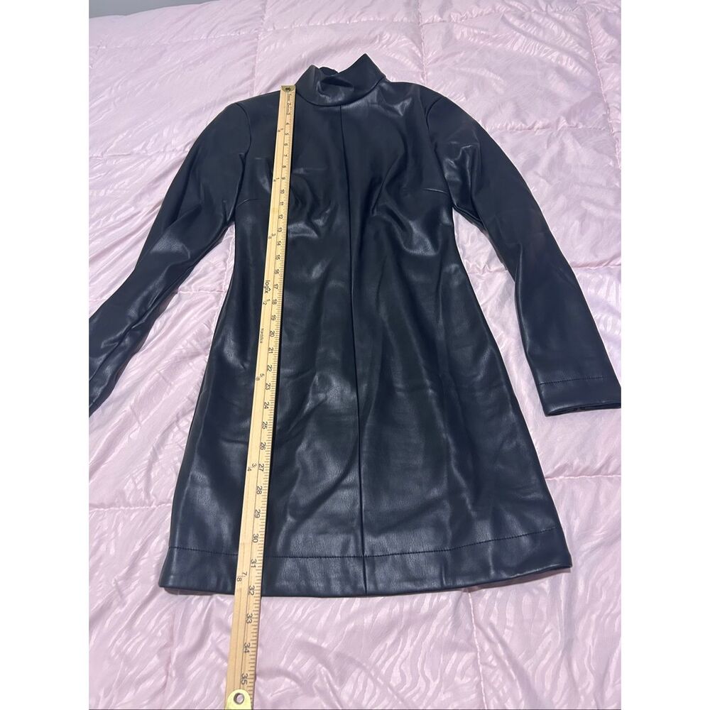 Staud Palettes Faux Leather High Neck Mini Dress Black Size 2 - Picture 12 of 14